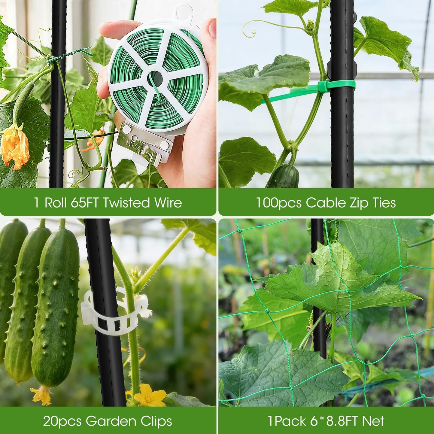 MQHUAYU Cucumber Trellis for Raised Bed,U-Shape Garden Trellis for Climbing Plants Outdoor, Metal Arch Vegetables Trellis, Plant Support for Vine (Black, 47.2" Lx21.6 WX47.2 H-Medium)