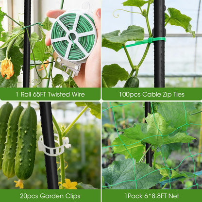 MQHUAYU Cucumber Trellis for Raised Bed,U-Shape Garden Trellis for Climbing Plants Outdoor, Metal Arch Vegetables Trellis, Plant Support for Vine (Black, 47.2" Lx21.6 WX47.2 H-Medium)
