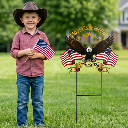 4th of July Decorations Outdoor,25.4" 250th Anniversary Patriotic Eagle Metal Decorative Garden Stakes for Memorial Day Independence Day USA Garden Decor, Red White Blue Americana Welcome Yard Signs