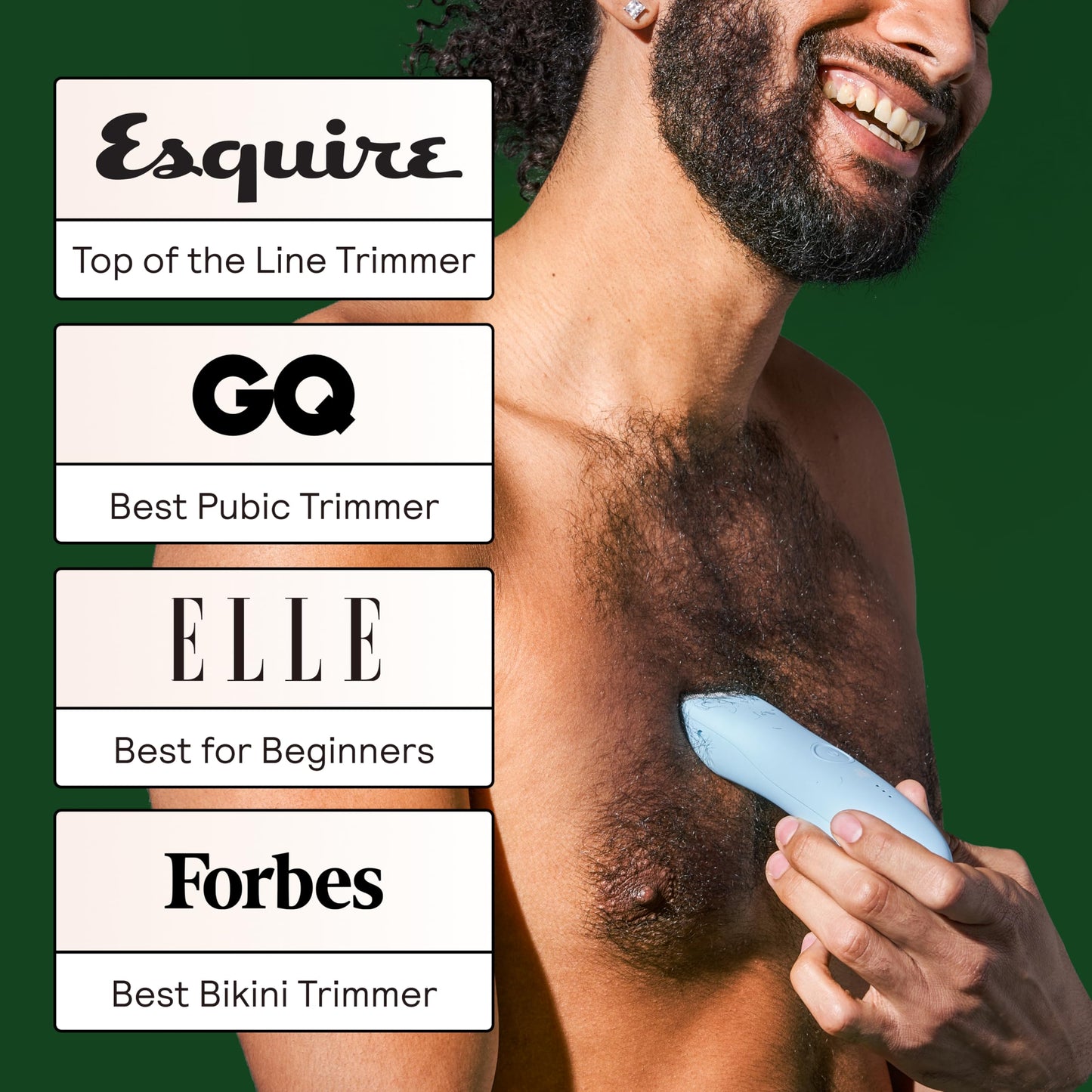 MERIDIAN The Trimmer Original - Body Hair Trimmer for Men, Electric Shaver for Pubic Hair, Chest, Legs & Bikini, Waterproof & Rechargeable, Sage