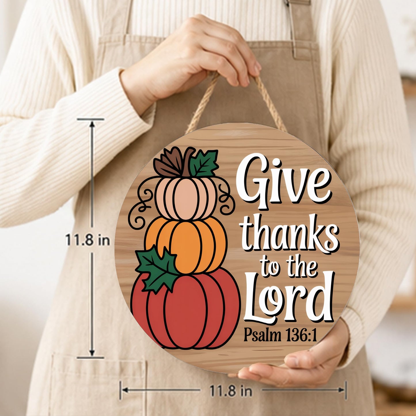 Fall Decorations for Home Fall Door Decor Give Thanks to The Lord Pumpkin Wall Decor Pumpkin Hanging Sign