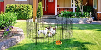 Pet Playpen 8 Panels Foldable Metal Exercise Pen Animal Exercise Dog Fence Indoor Outdoor for Medium/Small Animals (24" H)