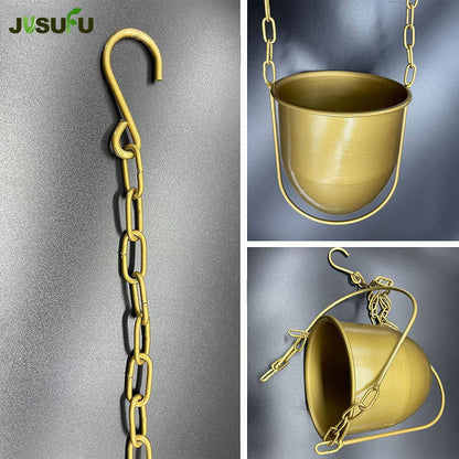 JUSUFU Metal Hanging Planters, Gold Hanging Planters for Indoor & Outdoor Plants, No Plant incld(Gold)