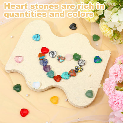 COMNICO 72 Pcs Natural Heart Stone, 0.8 Inch Worry Stone Bulk Love Shaped Gemstones Mini Gemstone Decor Supplies for Mom Women Valentines DIY Meditation