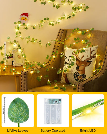 Minetom Fairy Lights - 21ft 60 LED Eucalyptus Garland with Remote Control for Bedroom and Wall Decorations