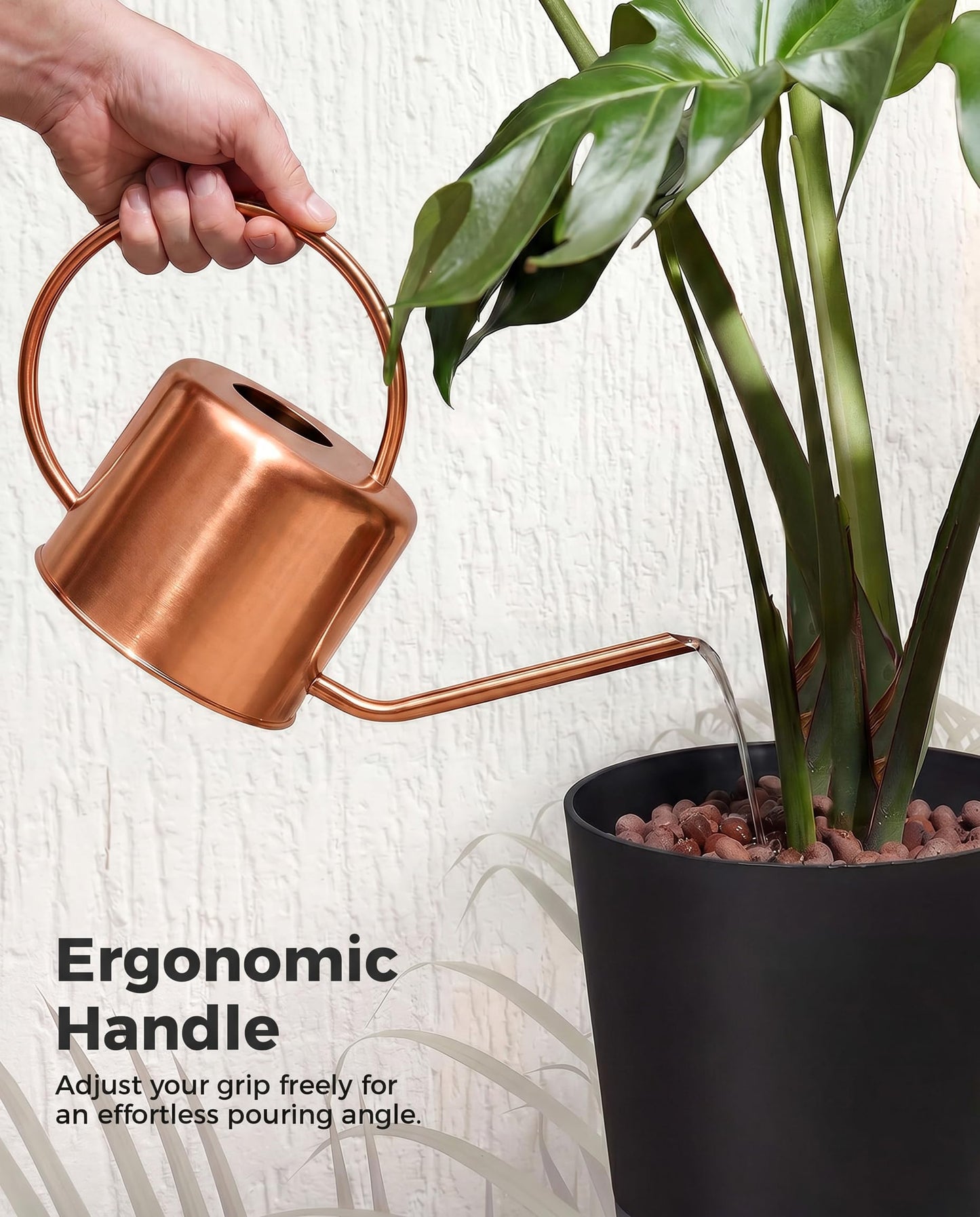 Bamworld Metal Watering Can Indoor Plants 1L 33oz Gold Stainless Steel Watering Can with Long Spout for House Potted Plants Succulents Bonsai Garden Flowers
