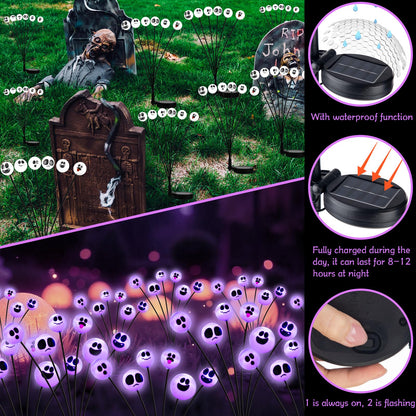 Tuanse 4 Pcs Outdoor Halloween Decorations Waterproof Halloween Solar Lights Scary Ghost Lights for Garden Yard Lawn Pathway (Purple)
