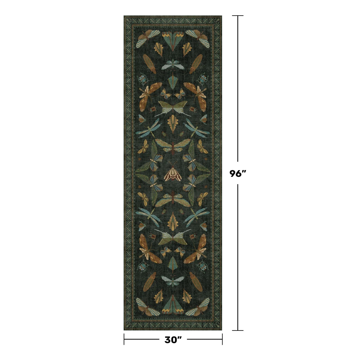 Hazo Haus 8 ft Long Hallway Runner Rug - Boho Green Rug for Kitchen Floor, Entrance Indoor, Washable Wide Runner Non Slip, Dark Green 2'6''x8'
