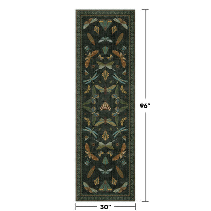 Hazo Haus 8 ft Long Hallway Runner Rug - Boho Green Rug for Kitchen Floor, Entrance Indoor, Washable Wide Runner Non Slip, Dark Green 2'6''x8'