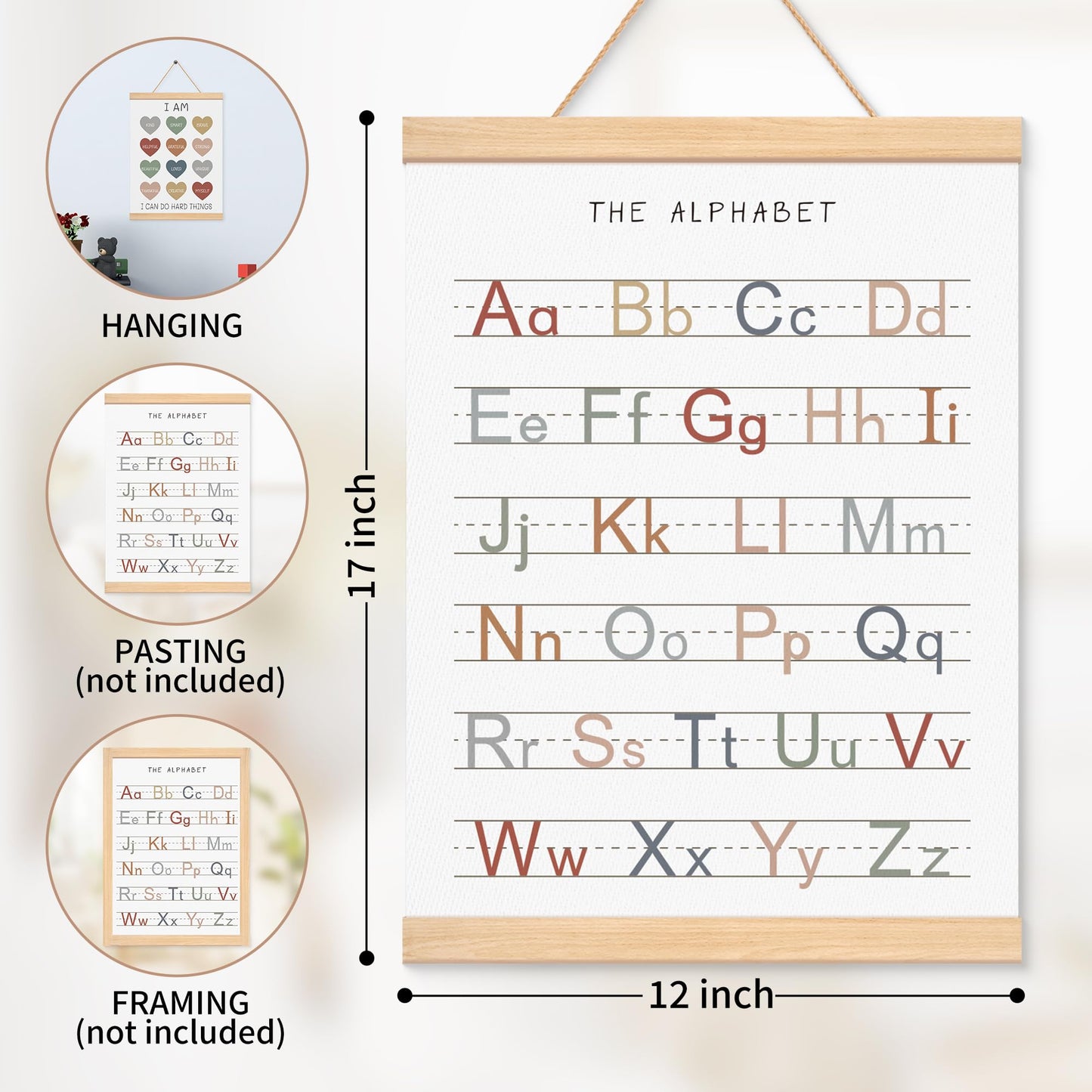 EliteSign Educational Preschool Learning Posters, Animal Alphabet Numbers Poster for Toddlers, ABC Banner Wall Hanging Decor for Classroom Playroom Nursery Kids Room, 12x17 Inch Set of 2