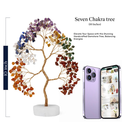 YATSKIA 7 Chakra Tree of Life Crystal Tree, Healing Crystals Gifts for Women, Chakra Stones Home Office Decor, Gemstone Tree Bedroom Decor, Healing Gifts (Size - 10 Inch)