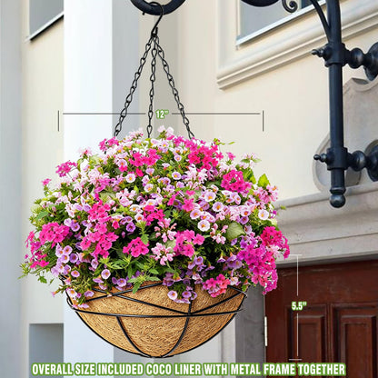 Karlliu 2 Pack 12 Inch Hanging Planters for Outdoor Plants Metal Watering Flower Baskets with Coco Liner for Hanging Pot Round Plant Holders Planter for Outside Garden Decor