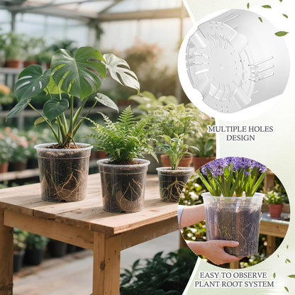Ziliny 12 Pack 7.7/9.4/10.8 Inch Large Clear Nursery Pots for Plants Flexible Clear Plastic Nursery Pots with Drainage Hole Transparent Plastic Seedling Planter for Indoor Outdoor Rooting Visibility