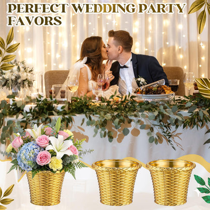 Ferrochef 12 Pcs 4.3'' Small Gold Vases Bulk Mini Decorative Plastic Gold Vases Bud for Wedding Table Centerpieces Flower Candy Indoor Outdoor Garden Tea Birthday Party Decor