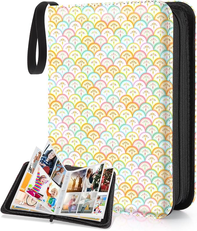 CLOKORIA Card Binder for Girls Gifts,440 Cards Collectible Trading Card Holder Case with 55 Sleeves, 4 Pocket for TCG Game Cards Collection Sports Trading Cards Collector Album (Colorful fish scales)