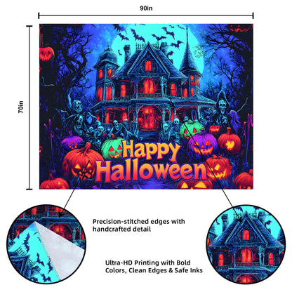 BVBOX Halloween Tapestry, Blacklight Tapestry for Halloween Party Decor Hanging Tapestries Backdrop Wall Art Poster for Bedroom Dorm 90x70in