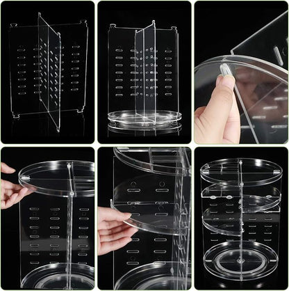 COYAHO 360 Rotating Makeup Organizer, Spinning Countertop, Cosmetic Holder Shelf, Make Up Organizers and Storage for Bedroom, Transparent