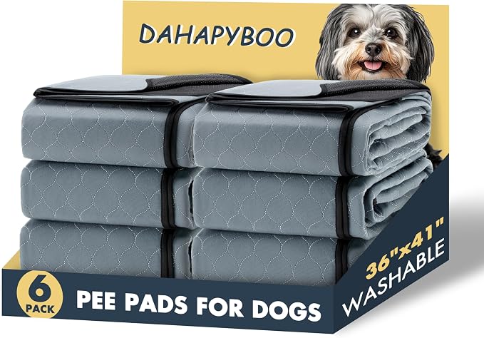 DAHAPYBOO Washable Pee Pads for Dogs 36x41,6Pack | Reusable Puppy Pads for Dogs Non-Slip Waterproof Pet Training Pads for Crate, Playpen, Bed, Sofa,Whelping Box, Potty Training