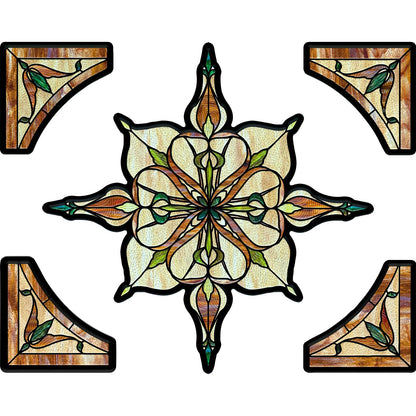 ADD.HERES Window Stickers, ‌Stained Glass Window Privacy Film, UV Blocking Static Cling for Home Kitchen Office Bathroom, Amber Starry Light, 11.81" X 15.75"