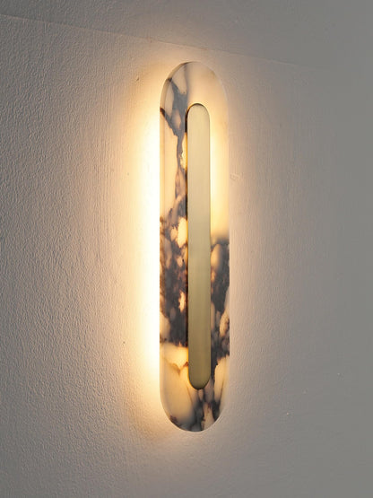 YMDHFS Alabaster Wall Sconce Oval Marble Wall Mount Light Gold Design Bathroom Vanity Light Natural Stone LED Warm Light for Living Room Bedroom Dining Room Hallway Indoor Lighting