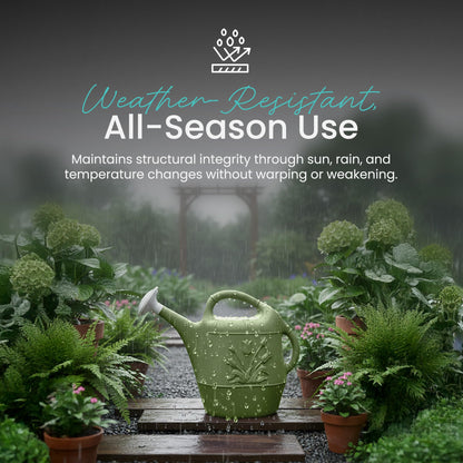 Union Products 63068 2 Gallon Plastic Indoor/Outdoor Watering Can w/ Tulip Design for Garden, Potted Plants, & Patio Pots, Sage Green