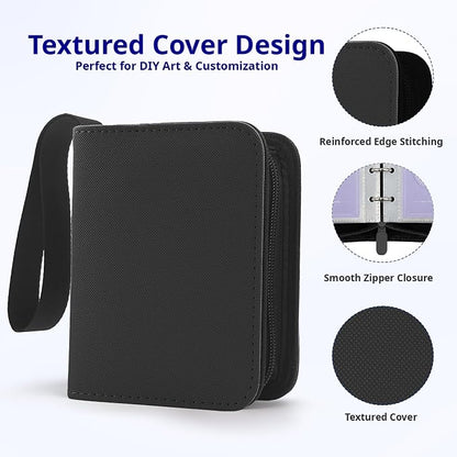 1 Pocket Card Binder with Zipper, 100 Pockets Mini Trading Card Album, Premium PU Leather Single Card Binder, Small Display Folder for TCG & Sports Cards