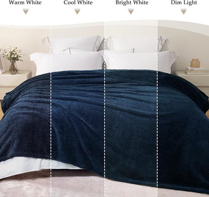 Exclusivo Mezcla Fleece Navy Blue Throw Blanket for Couch Sofa, Ultra Soft, Lightweight and Fluffy Blankets for Women, All Season, 50x60 Inches