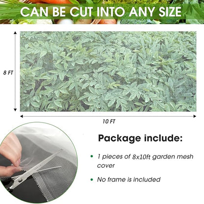Unves 8x10ft Garden Netting, White Mosquito Net Insect Mesh Bird Netting Barrier Screen, Plant Net Row Cover for Vegetables, Garden Bed Cover Protect Fruit Tree Flowers Crops Grow