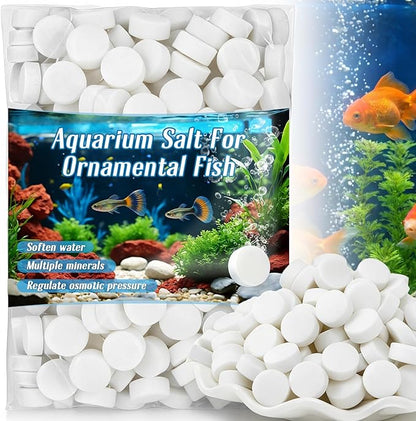 MAQIHAN 150 Tablets Aquarium Salt - Aquarium Salt Freshwater for Freshwater Tank Koi Pond Salt for Koi Fish, Goldfish, Guppies, Mollies, Scats, Monos