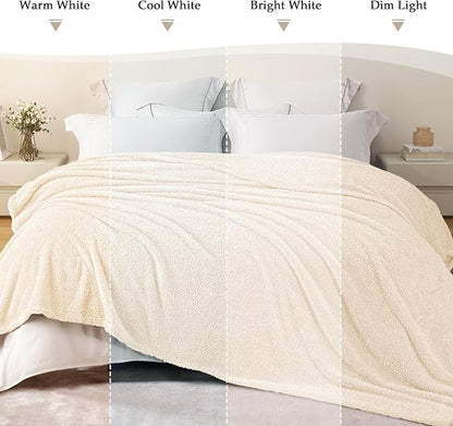 Exclusivo Mezcla Fleece Twin Size Bed Blanket, Ultra Soft, Lightweight and Fuzzy White Blanket for Women, Home Decor, 60x80 Inches