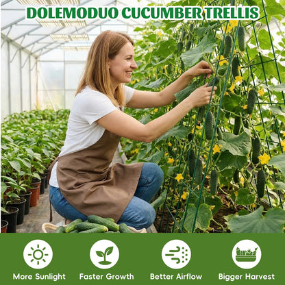 DOLEMODUO 2 Pack Cucumber Trellis, 60inch A-Frame Rustproof Steel Wire Garden Trellis for Raised Beds, Heavy Duty Climbing Plants Supports for Cucumber,Tomato, Climbing Plants and Flowers