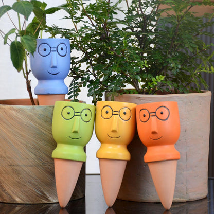QinSuiKai 4 Pack Plant Watering Devices, Terracotta Watering Spikes, Vacation Self Watering Planter Insert, Automatic Plant Waterer for Indoor Outdoor Plants (Big Head)