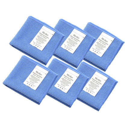 Mcsher Microfiber Cleaning Cloths - 6 Pcak, Blue, 6"x 7" Inch