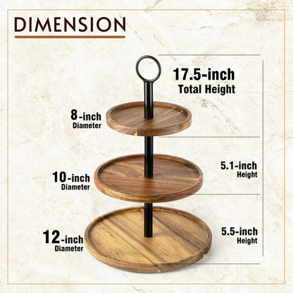 WILDMOS 3 Tier Cupcake Stand, Farmhouse Rustic Tiered Serving Tray,3 Tier Serving Tray for Farmhouse Kitchen Decor, Wood Dessert Tray for Tea Party Wedding Server, Decorative Tiered Tray.