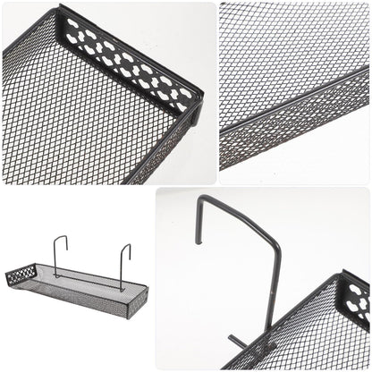 IDEANATEGRATE Hanging Flower Rack Indoor Iron Plant Stand Hooks Black Metal Balcony Garden Patio Railing Shelf