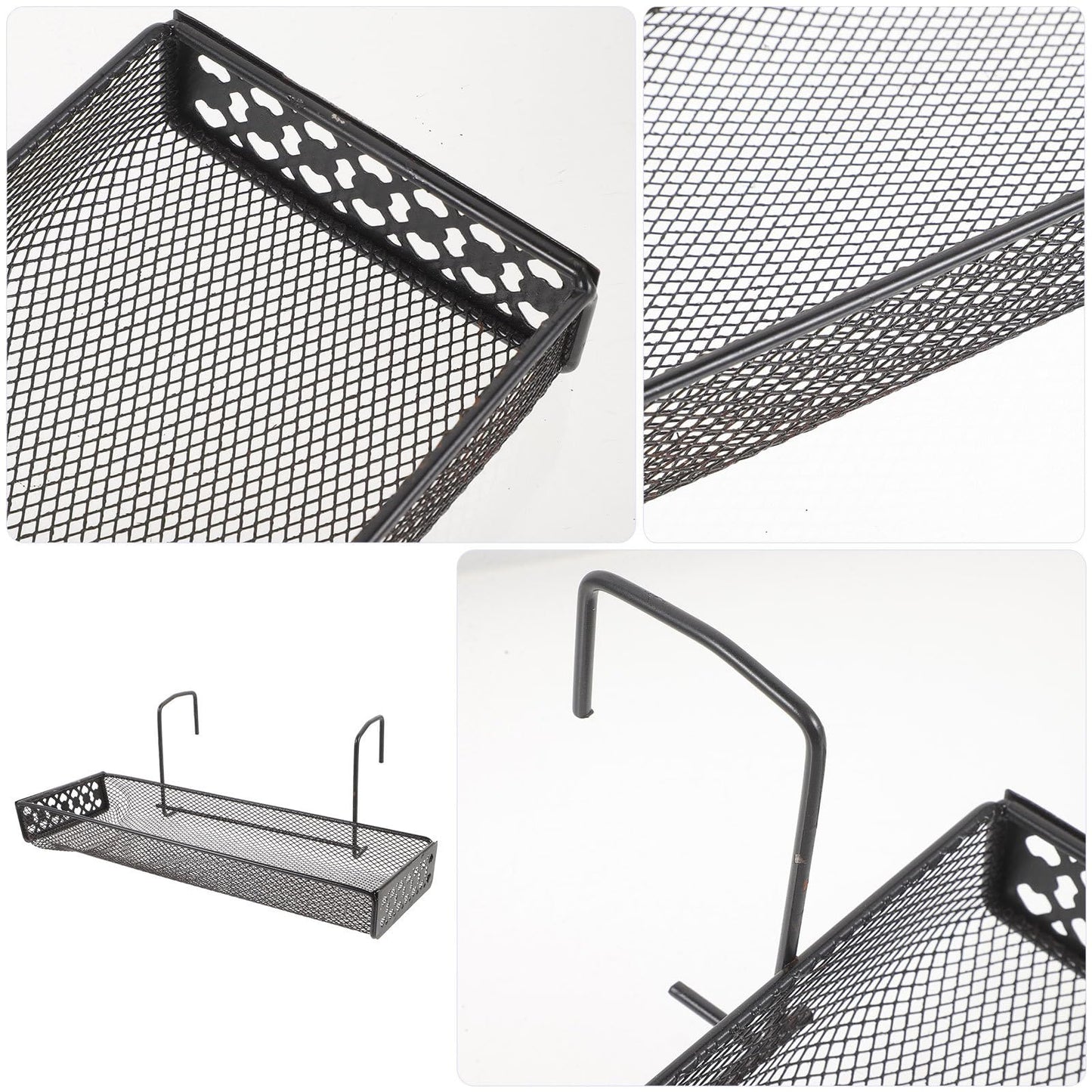 JHKNNK Black Metal Indoor Hanging Plant Stand Hooks Flower Rack Balcony Garden Patio Railing Shelf