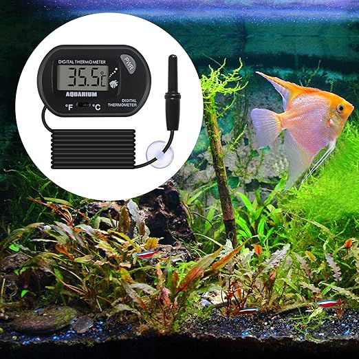 2Pack Digital Aquarium Thermometer with Large LCD Display, Reptile Thermometer for Vehicle, Terrarium, Fish Tank, Refrigerator