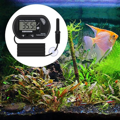 4Pack Aquarium Thermometer, Reptile Fish Tank Thermometer, Digital Thermometer, Terrarium Water Temperature Test, with Large LCD Display