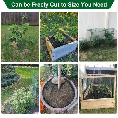 32.8Ft x 16In Plant Protectors from Animals, Wire Plant Protector Cage, Metal Chicken Wire Fence for Garden Plant Protection Guards from Rabbits Squirrel Deer, with Stakes, Zip Ties, Gloves & Pliers