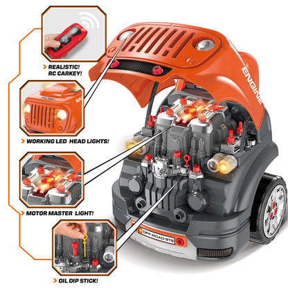 SpringFlower Toys Gifts for 3 4 5 6 7 8 Years Old Boys, Large Truck Engine Toys for Kids 3-8 Years Old, Big Truck Builder Kit, Mechanic Repair Set for Kids, Ideal Christmas, Birthday Gifts