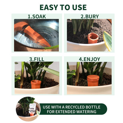 Soilagua Large Terracotta Watering Spikes with Lids, Automatic Plant Waterer Outdoor | Indoor, Vacation Friendly Clay Plant Watering Devices System, Slow Release Self Watering Planter Insert, 6 Pack