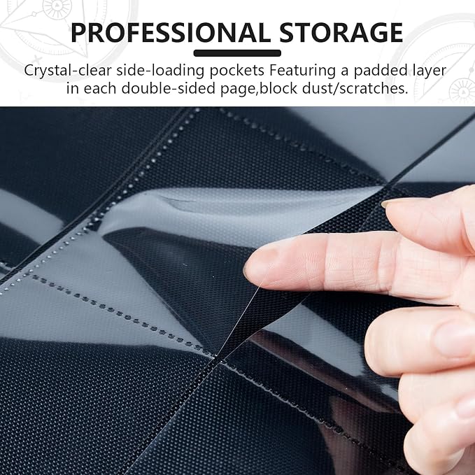 Trading card binder,Ringless Zip laser foiling Binder,540 Double Sided Pocket Collectible Trading Card Albums for YGO,MTG, DTCG,Sport Card, Game Cards (MTG Blue)