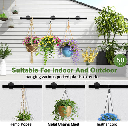 SUTINE Plant Hanging Rod, 62 Inch Plant Hanger Indoor for Window Ceiling, Heavy Duty Hanging Planters for Indoor Plants, Black Wall Plants Holder, Window Plants Shelves Pot/Chain/Plant Not Included