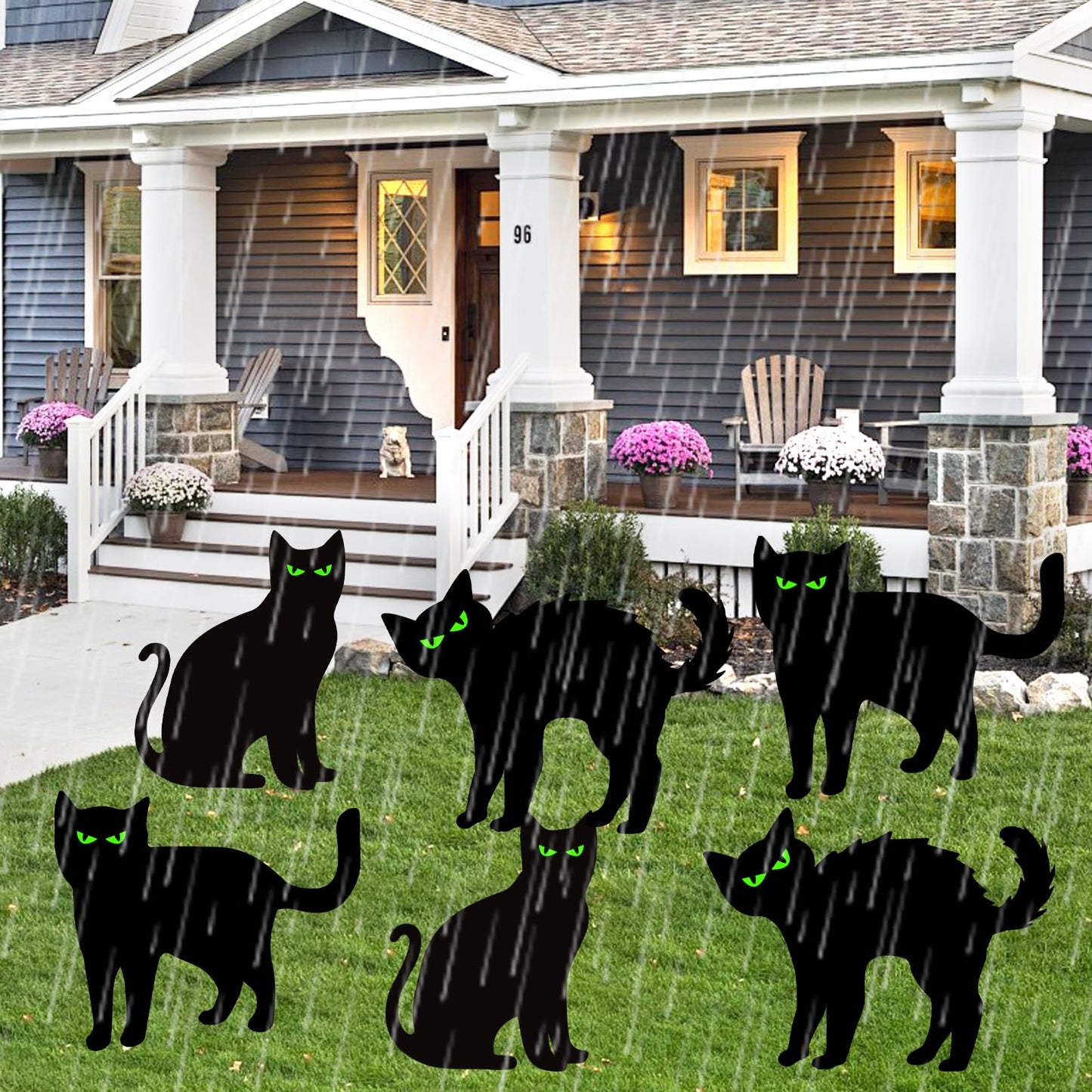 Halloween Decorations Outdoor 6 PCS Black Cat Yard Signs with Stakes Scary Silhouette with Glow in Eyes Waterproof for Yard Lawn Garden Indoor Home Halloween Decor