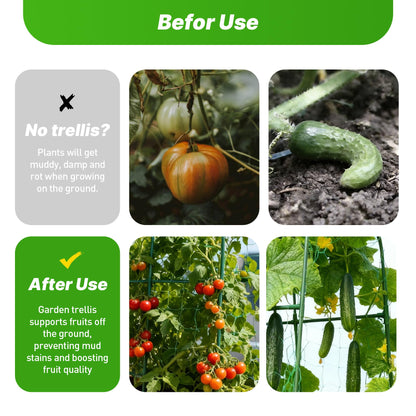 47''X47''Cucumber Trellis, Garden Trellis U-Shape Plant Support for Climbing Plants Metel Arch with Netting for Raised Garden Bed Outdoor Cucumbers, Tomatoes, Vine Climbing Plant