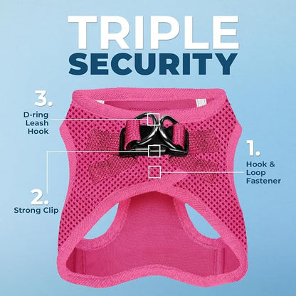 Best Pet Supplies Voyager Step-in Air All Weather Mesh Harness and Reflective Dog 5ft Leash Combo with Neoprene Handle, for Small, Medium and Large Breed Puppies - Set (Fuchsia), XXX-Small