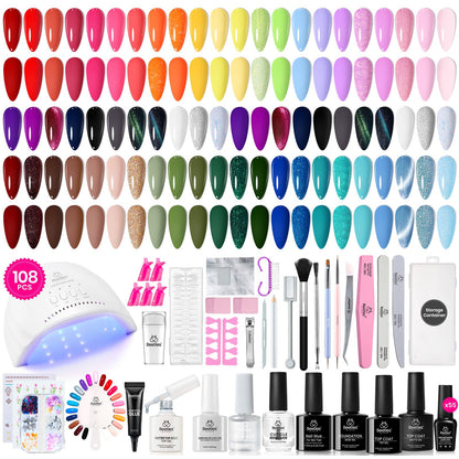 Beetles Fall Gel Nail Kit, Mystic Wonderland Gel Polish Set, 36 Colors Burgundy Brown Orange Red Polish Kit with Base Coat Glossy Matte & Glitter Top Coat Soak Off UV Led Nails Gifts for Women