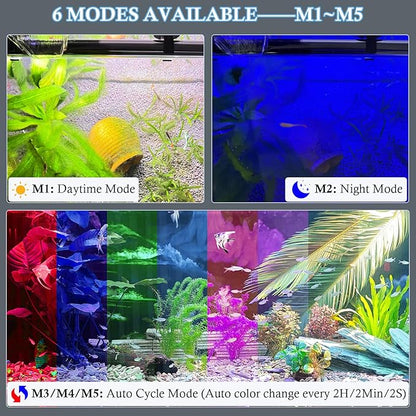 FEDOUR 7in Submersible Aquarium LED Light, 24/7 Mode Aquarium Lights with Full Spectrum RGBW LEDs, IP68 Waterproof Fish Tank Light with Dimming, Timming and Color Adjustable