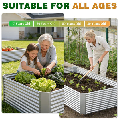 Annzoe 3 Pcs 6 x 3 FT Galvanized Steel Raised Garden Bed – Outdoor Planter Box for Root Vegetables, Herbs & Flowers, Large Metal Garden Beds for Backyards, Terraces and Balconies