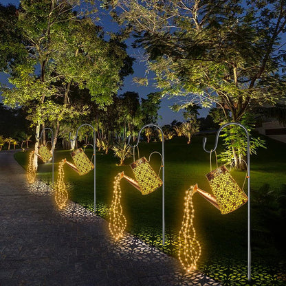 Forlivese 2PCS Solar Watering Can with Lights,Outdoor Decorations with Hanging Solar Garden Lights with Bracket Waterproof Watering Can Landscape Light for Patio Gardening Pathway 36LED